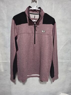 The Black Dog Men’s Heather Maroon & Black Quarter-Zip Sweater